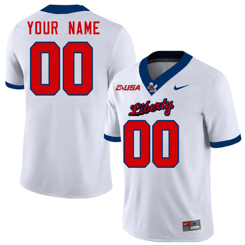 Custom Liberty Flames Name And Number College Football Jerseys Stitched-White